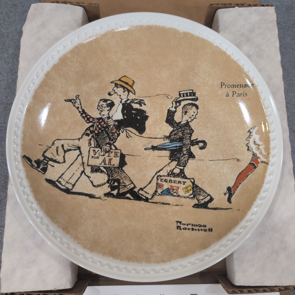 Norman Rockwell Promenade a Paris Collector Plate Newell Pottery 1982 COA Box - Picture 1 of 6